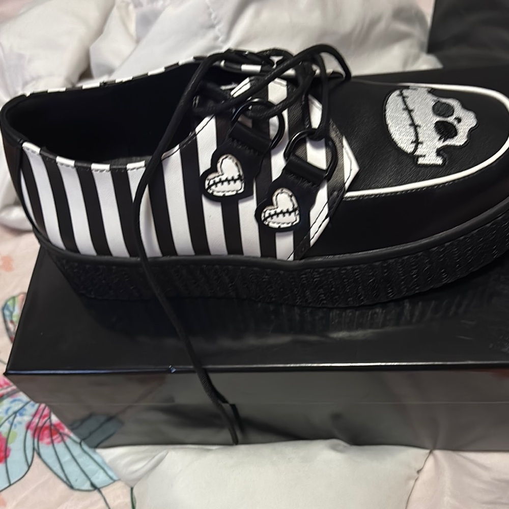 Black and White Striped Platform Shoes